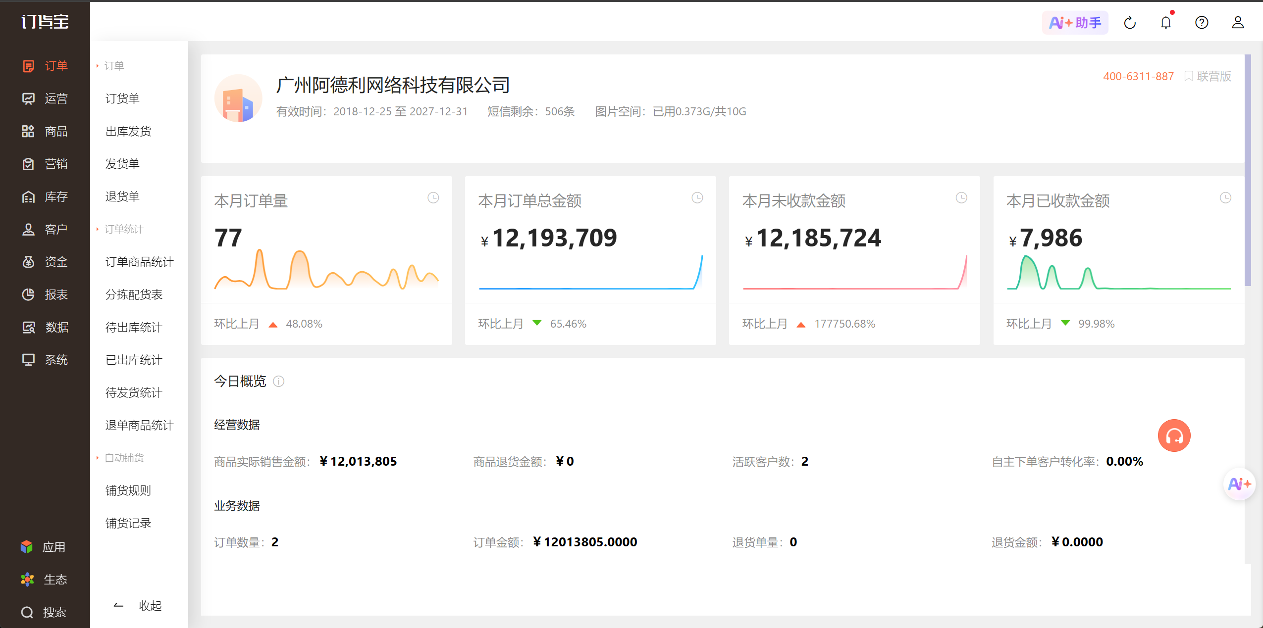 订货宝B2B订货系统功能界面展示